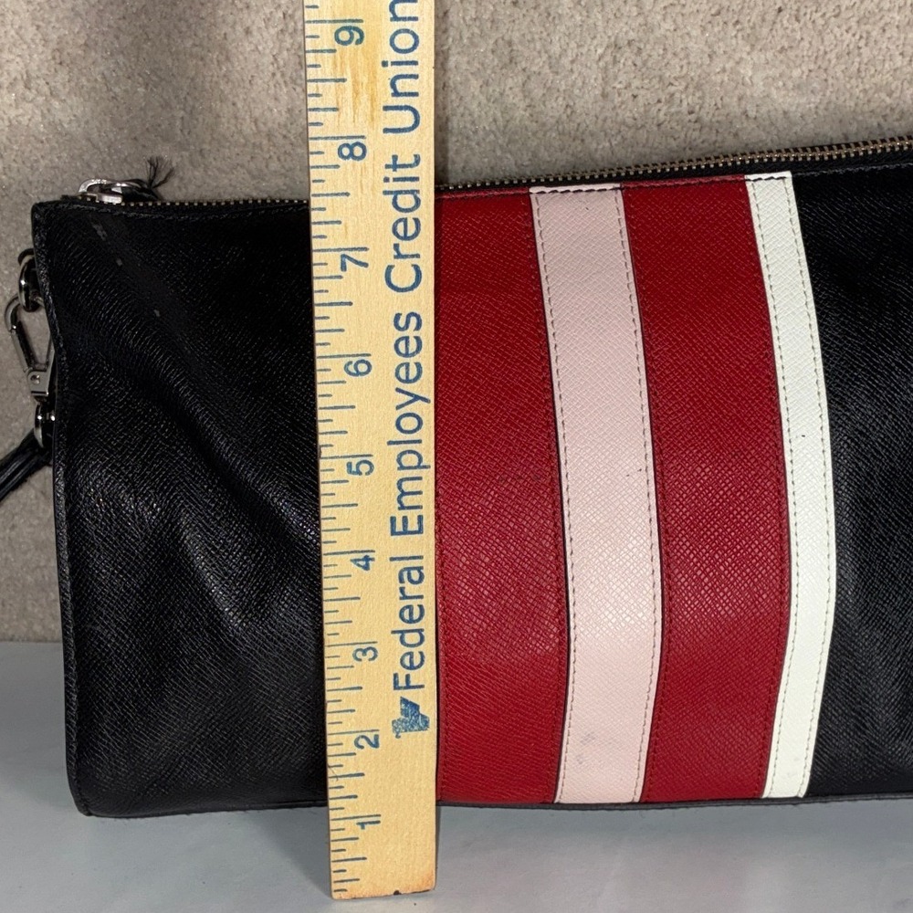 White House Black Market Black Wristlet Clutch - OS - Striped Saffiano Preppy - Picture 3 of 13